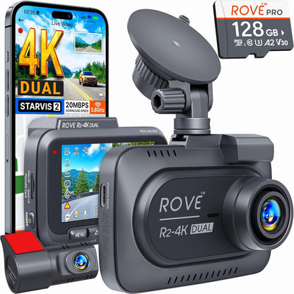 ROVE R2-4K DUAL Dash Cam Front and Rear,