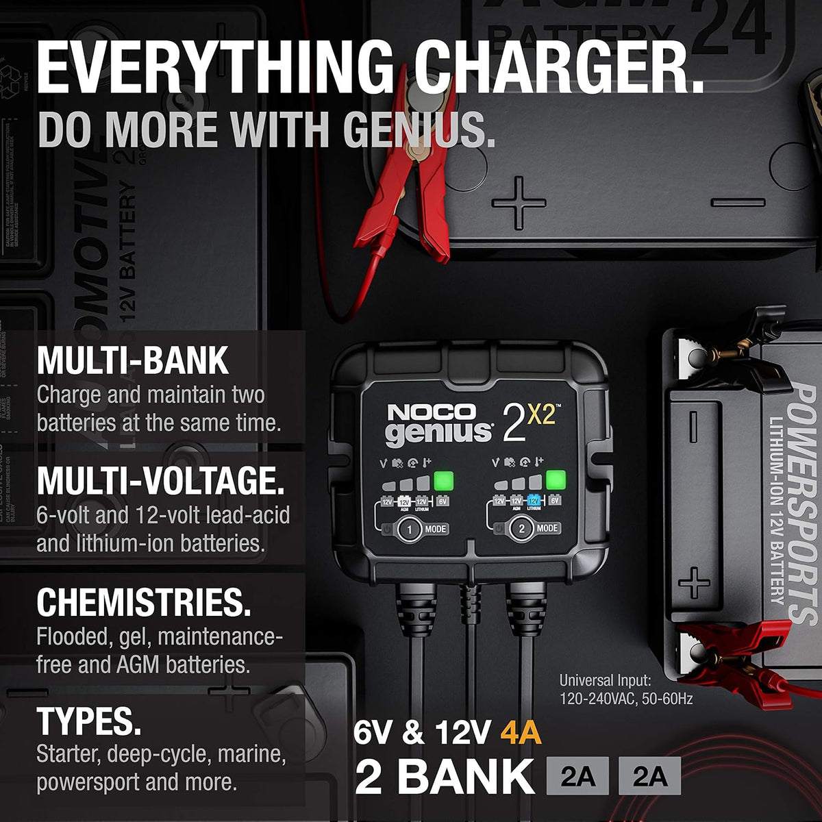 NOCO GENIUS2X2: 4A 2-Bank Smart Battery Charger